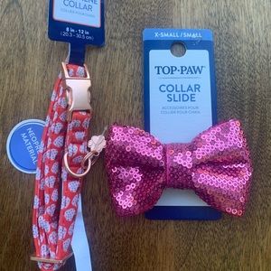 NWT Top paw xs collar and bow collar slide bundle